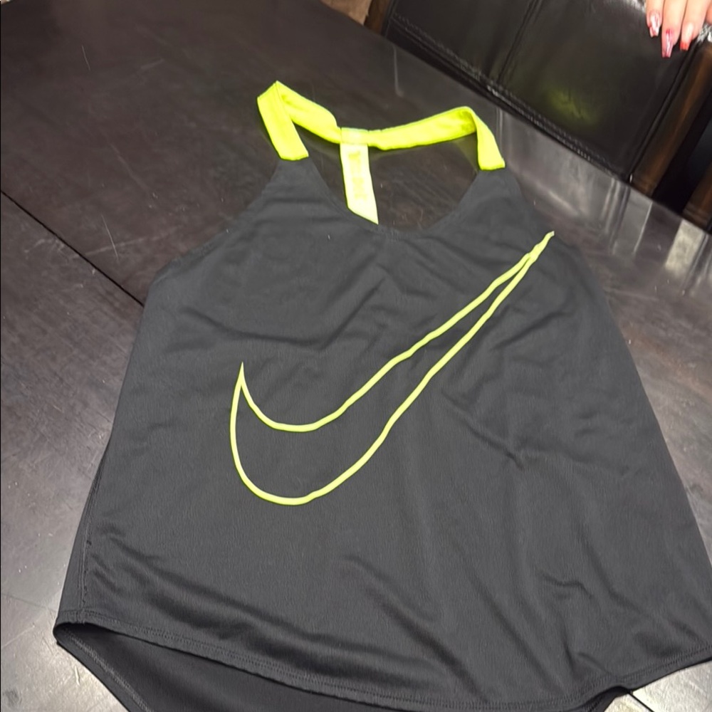 Nike Women's Black and Yellow Tank Top